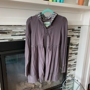 Gray grey Sophie hooded striped medium steel